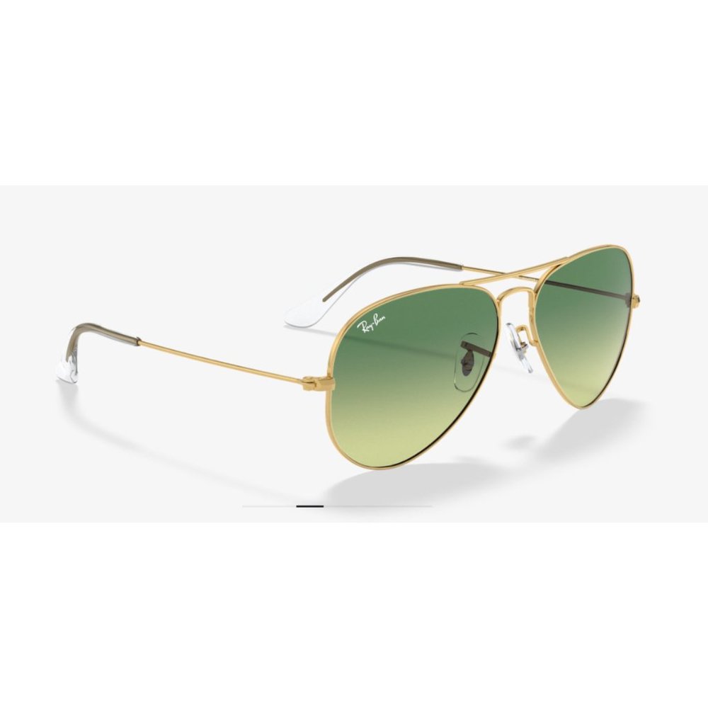 New RAY-BAN Large Metal Aviator Sunglasses Gold Frame Light Green Gradient Lens - Picture 7 of 11